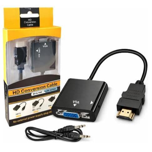 Cabo Conversor HDMI para VGA 1080p Adaptador Com cabo de Áudio