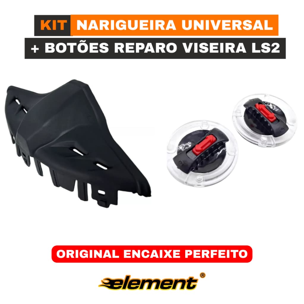 Narigueira Para Capacete Alta Fechado Fw3 Ls2 Axxis NoRisk Com Respiro + Par Botão Reparo Viseira LS2