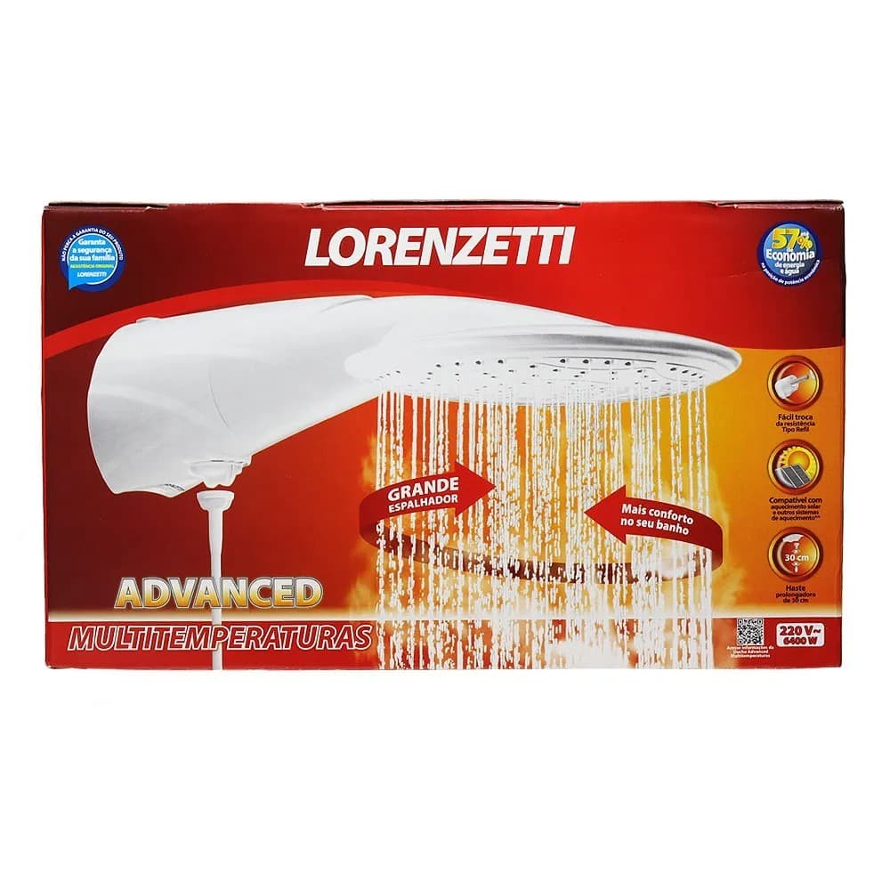 Chuveiro Ducha Lorenzetti Advanced Multitemperaturas 220v 6400w Cor Branco