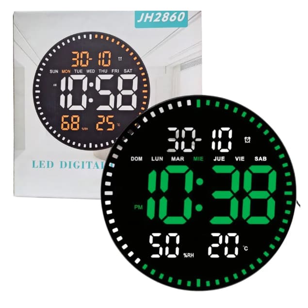 Relógio de parede digital LED Com alarme de temperatura, Tam 30cm JH-2860