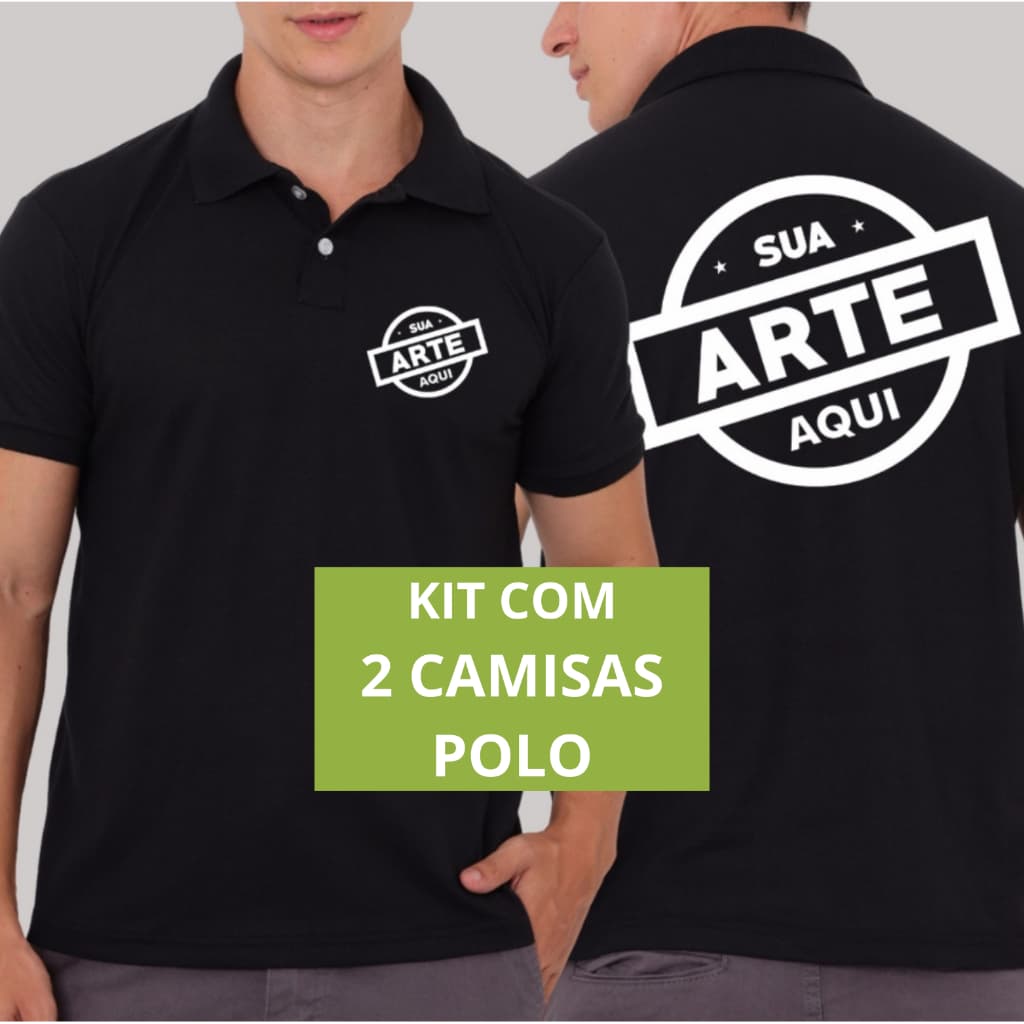 Kit 2 Camisa Polo Piquet Algodão Personalizada Frente E Costas Uniforme Empresa Sua Arte - EQUIPE
