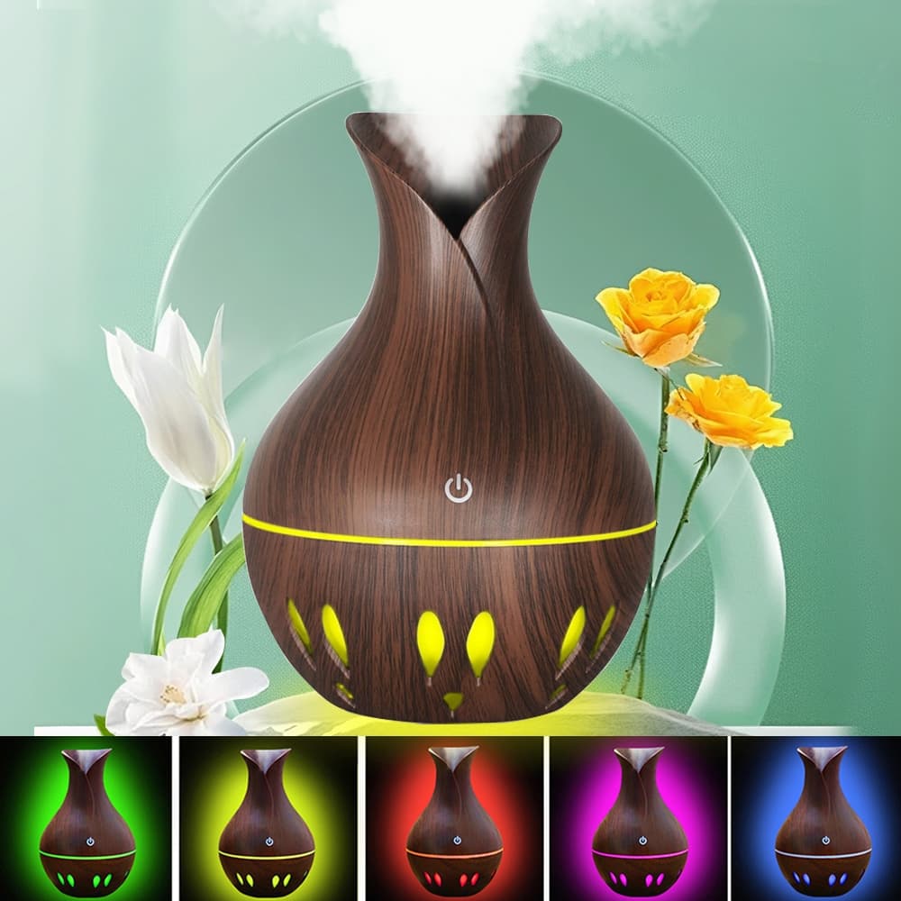 Umidificador De Ar Difusor Elétrico Aromatizador De Ambiente Purificador De Ar Com Luzes 7 Cores