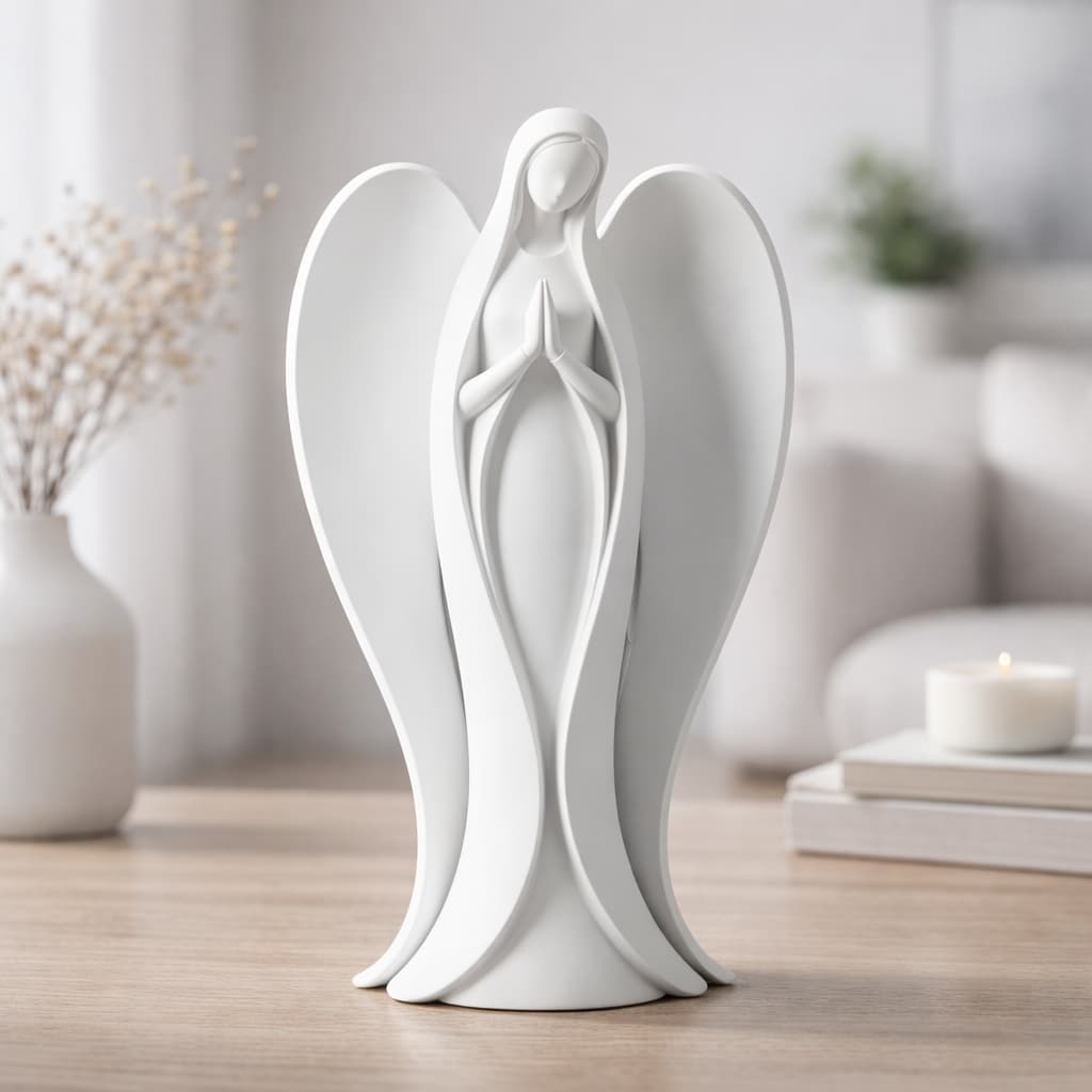 Escultura Anjo Decorativa Minimalista para Sala e Ambiente Religioso