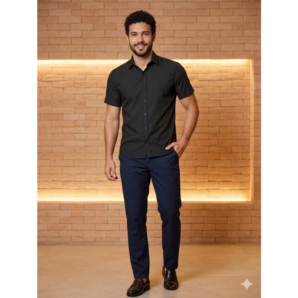Camisa Social Slim Fit  Manga Curta masculina - Perfeita para Escritório e Lazer