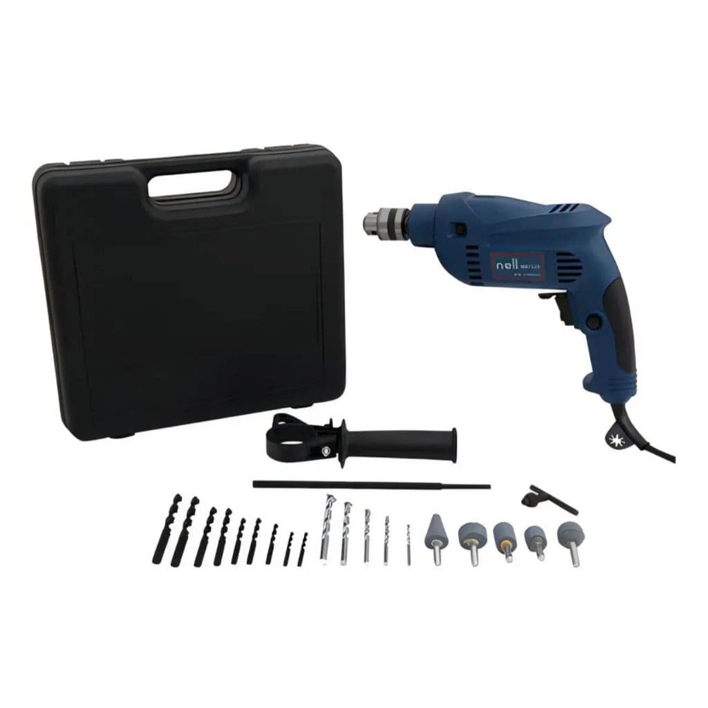 Furadeira De Impacto 400w - Maleta + 19 Peças NELL - 127v Cor Azul