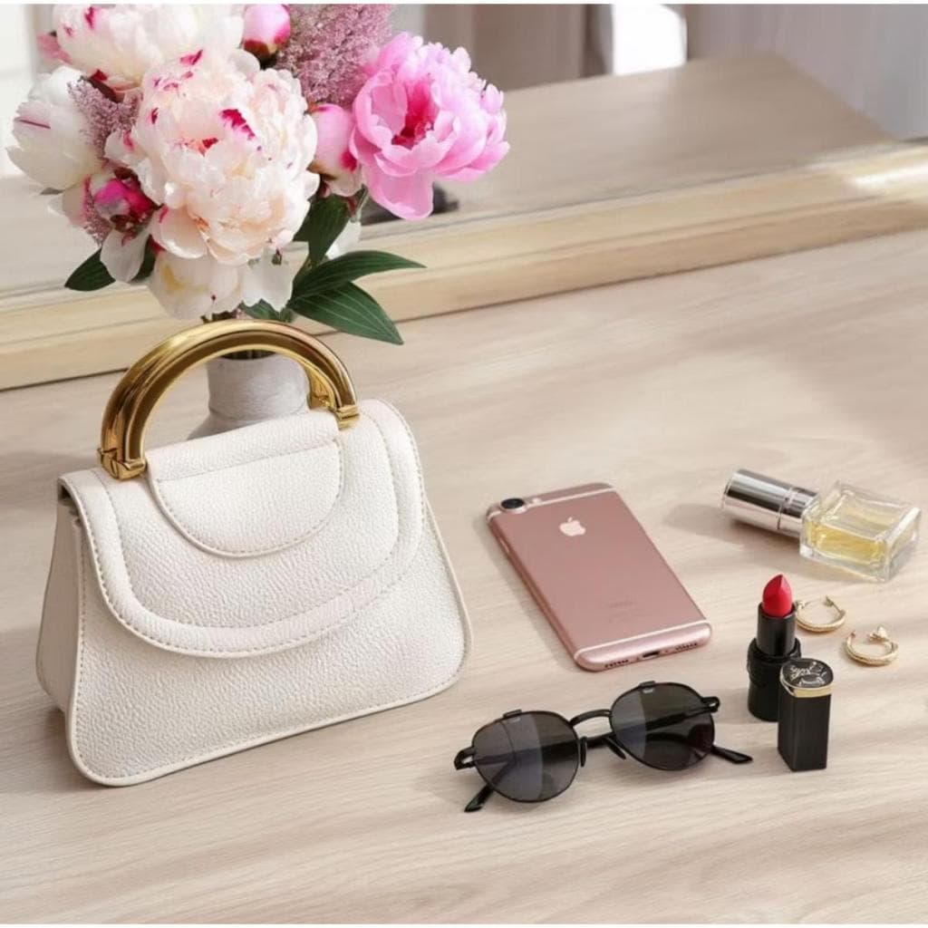 Bolsa Feminina Baú com duas Alças Estilosa Transversal Pequena Alça ajustavél