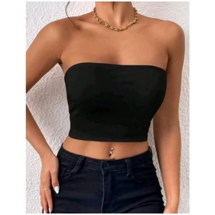 Cropped Feminino Preto Tamanho G Sem Bojo Básico Casual
