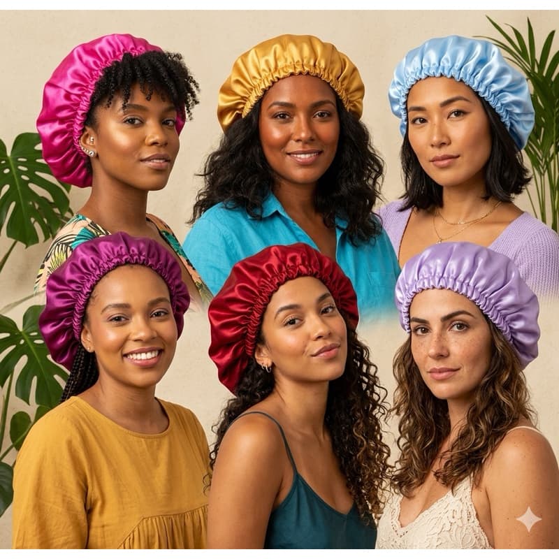 Touca de Cetim, Cores Sortidas, Com Elástico, Proteção Noturna para Cabelos, Anti-Frizz