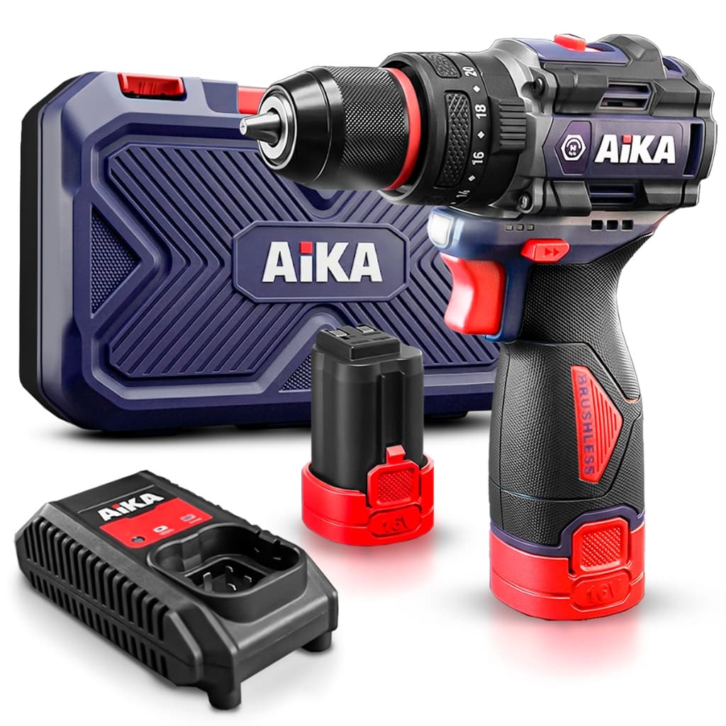 Parafusadeira Furadeira Impacto Aika Profissional 2 Baterias Lithium 16V