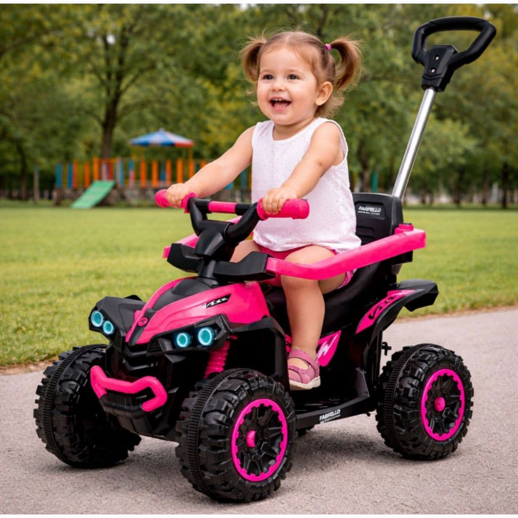 Carrinho Quadriciclo Passeio Eletrico Maral Infantil com Haste Aro de Proteção Som Luz e Bateria 6v