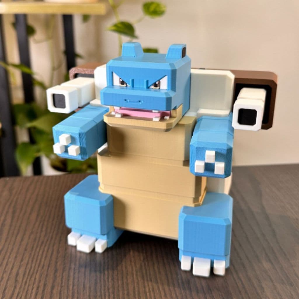 Blastoise Estilo Minecraft Low Poly 15cm - Miniatura Pokémon Decorativa