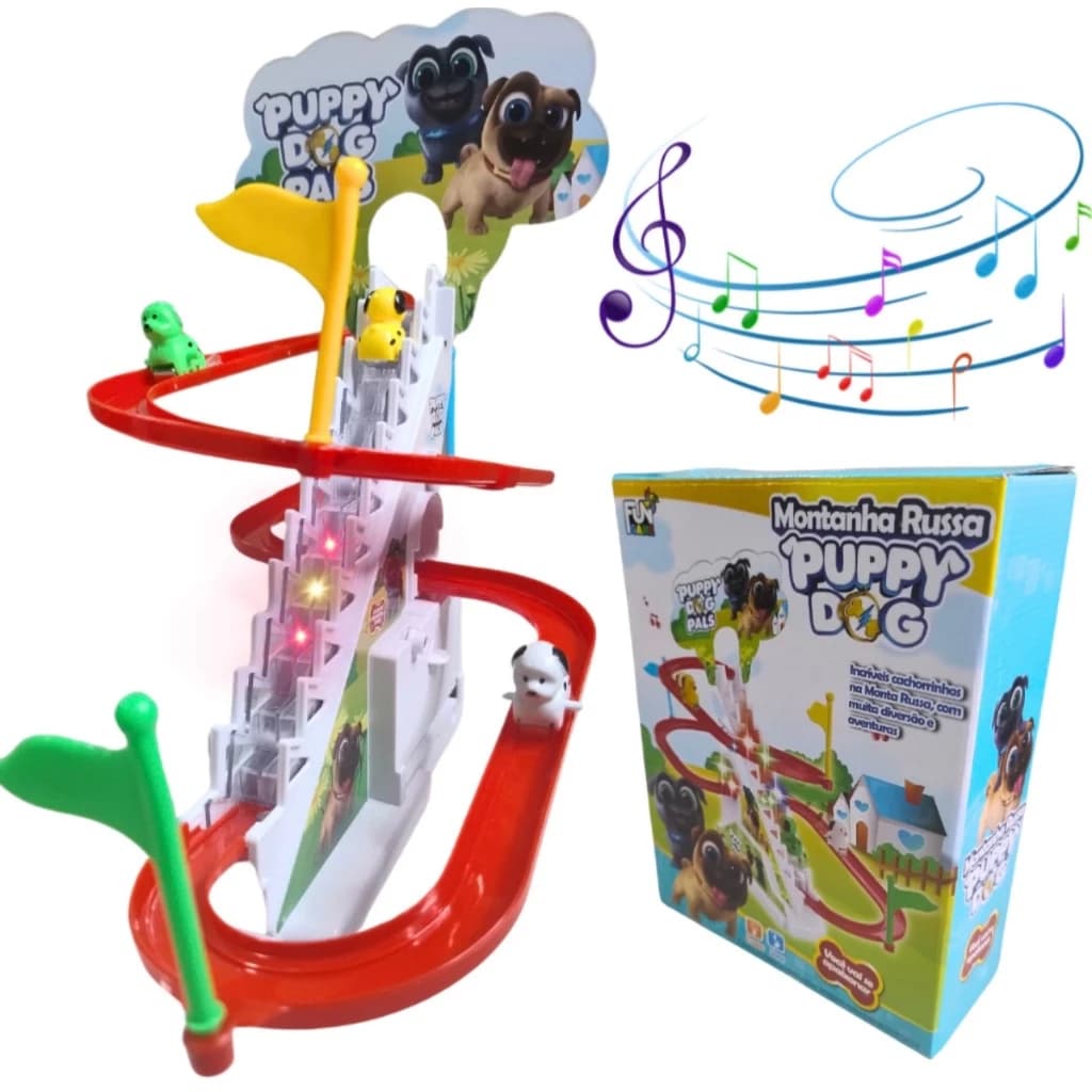 Brinquedo kit Escorregador Musical com Luz Colorida Montanha Russa EscorregaDog