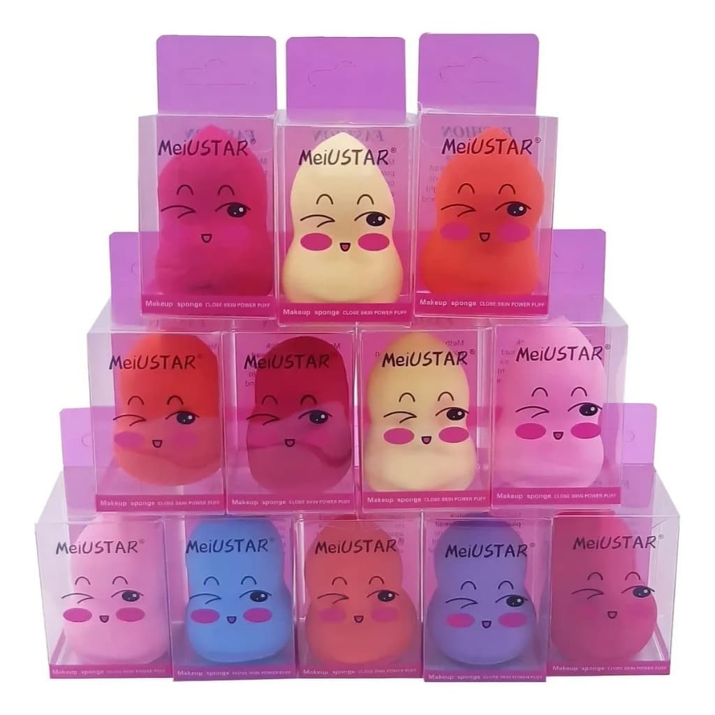 Kit 3/12/24 Esponjas Para Maquiagem Gota Chanfrada Caixa Acrílica