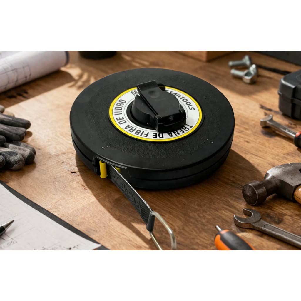 Trena Medidor Profissional 10 Metros Fibra Vidro Resistente Preto