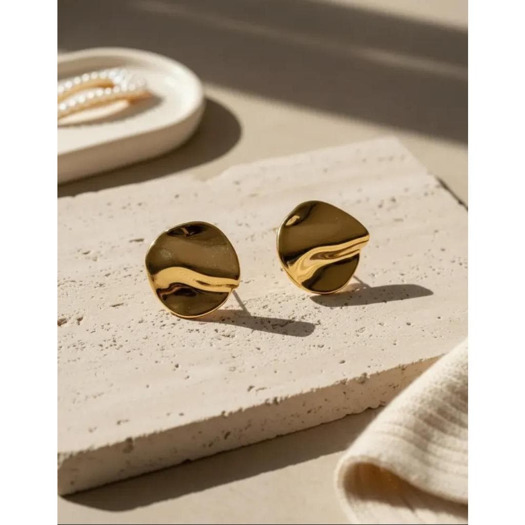 Brinco Folheado a Ouro 18k  Dourado Feminino Redondo