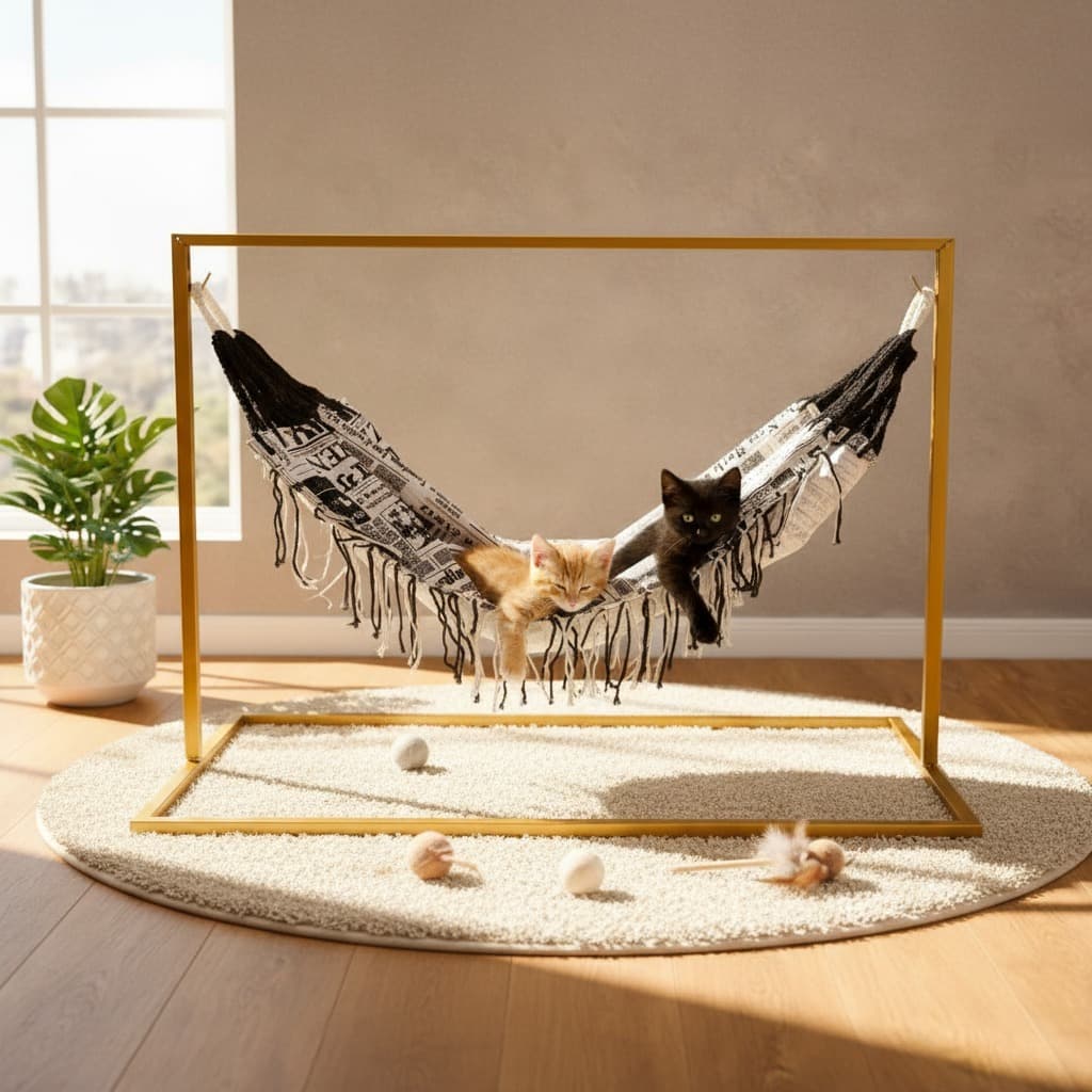 Cama Para Gato Rede Suspensa Suporte Pet Indoor Moderno