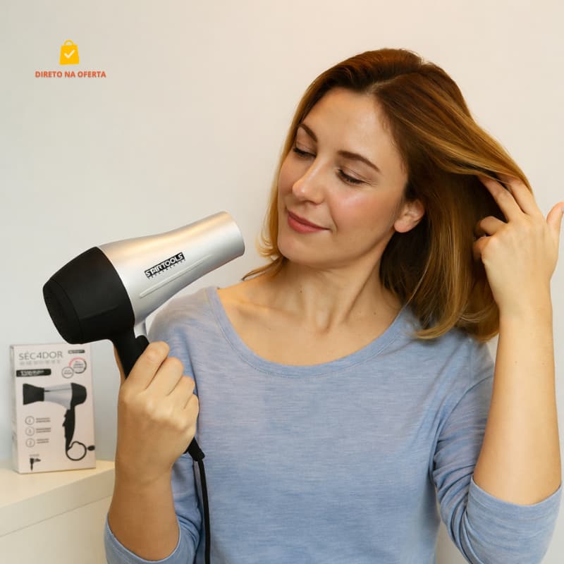Secador De Cabelo Dobrável Versátil Portátil Startools 2 Velocidades Bivolt 1200W de Potência