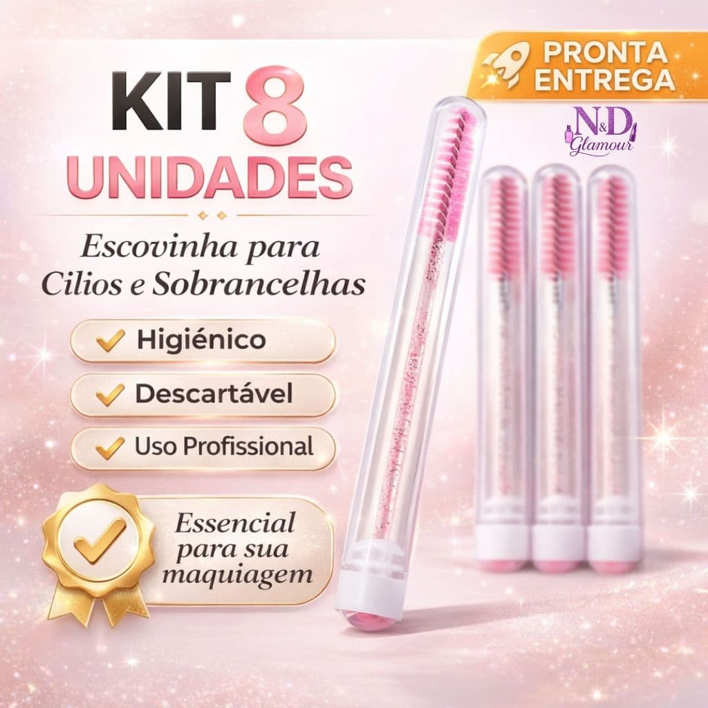 Kit 8 Escovinhas Descartáveis para Cílios e Sobrancelhas  JM - Escova para Rímel Profissional