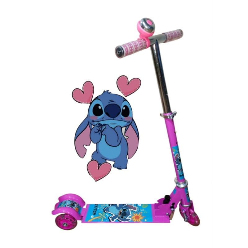 Patinete Dobrável Stitch Rosa Metal
