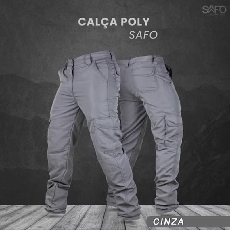 CALÇA TÁTICA CARGO POLY RIPSTOP 6 BOLSOS LISA - SAFO MILITAR