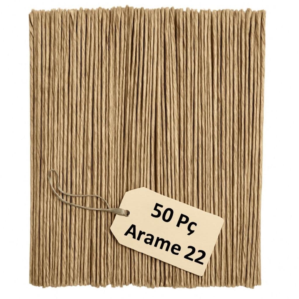 50 Arame Floral Encapado N.22- 40cm Kraft Natural- Arame para artesanato Flexível e Resistente