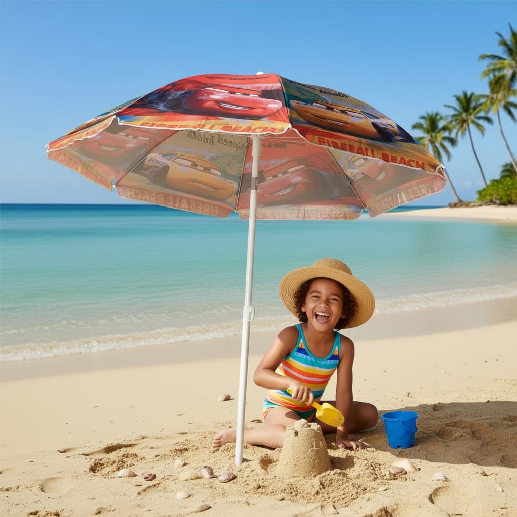 Guarda Sol Infantil Carros De  114cmx125cm Disney Cabo Metal  Menino