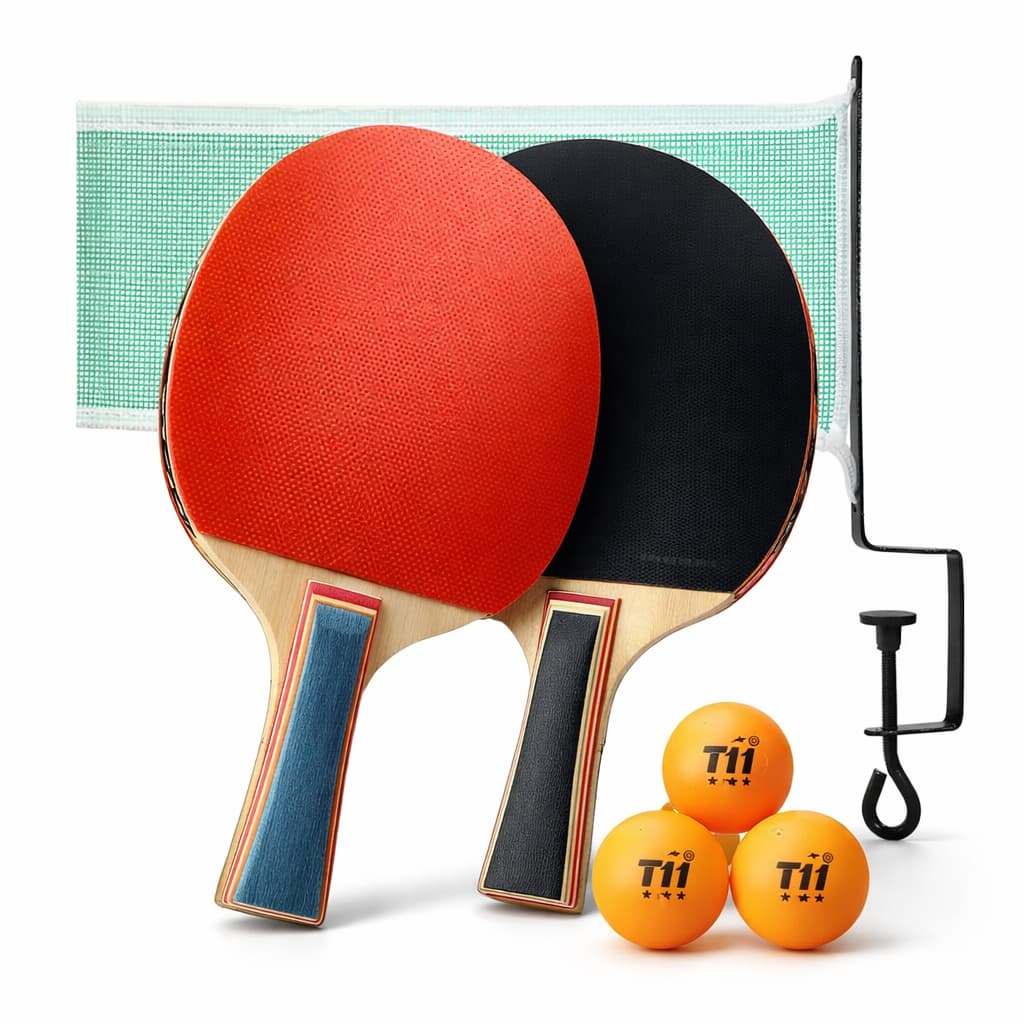 Kit Ping Pong Completo Com Duas Raquetes  Três Bolinhas Rede e Suportes Oficial Para Lazer Treino