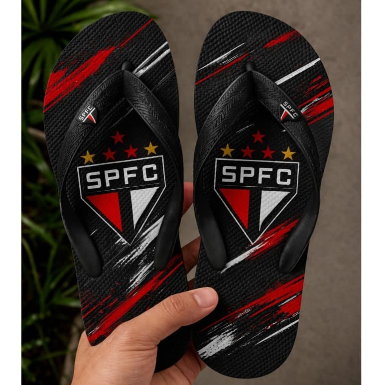Chinelo Personalizado Futebol Brasileiro Time São Paulo leve macia