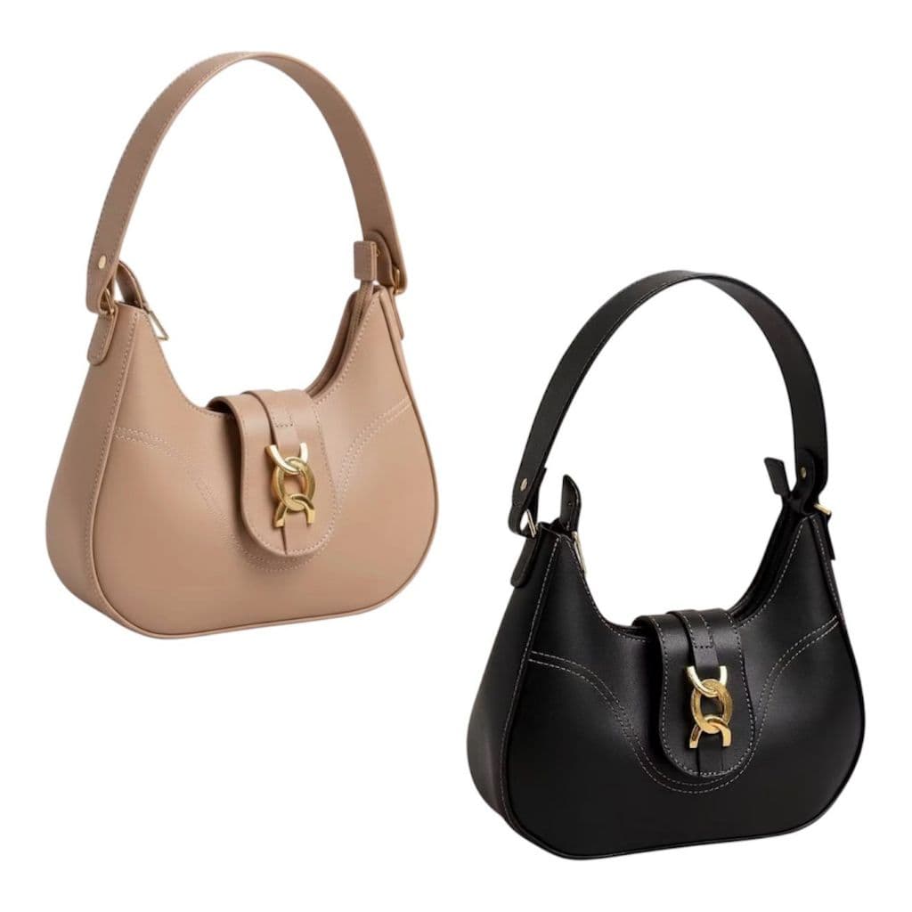 kit Com Duas Bolsas Femininas Meia Lua Luna Nova De Ombro