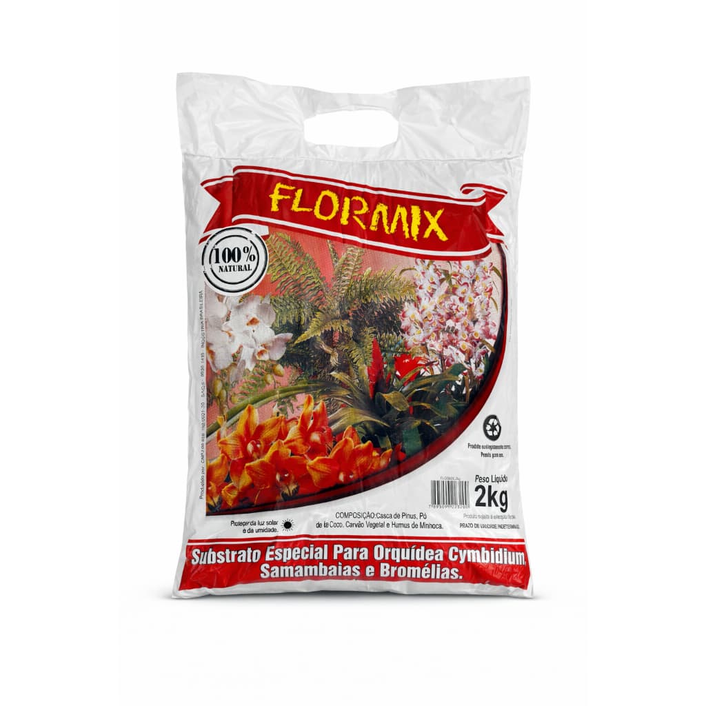Substrato Flormix para Orquídeas Samambaias e Bromélias Pronto para Plantas Saudáveis 2kg 4kg 6kg
