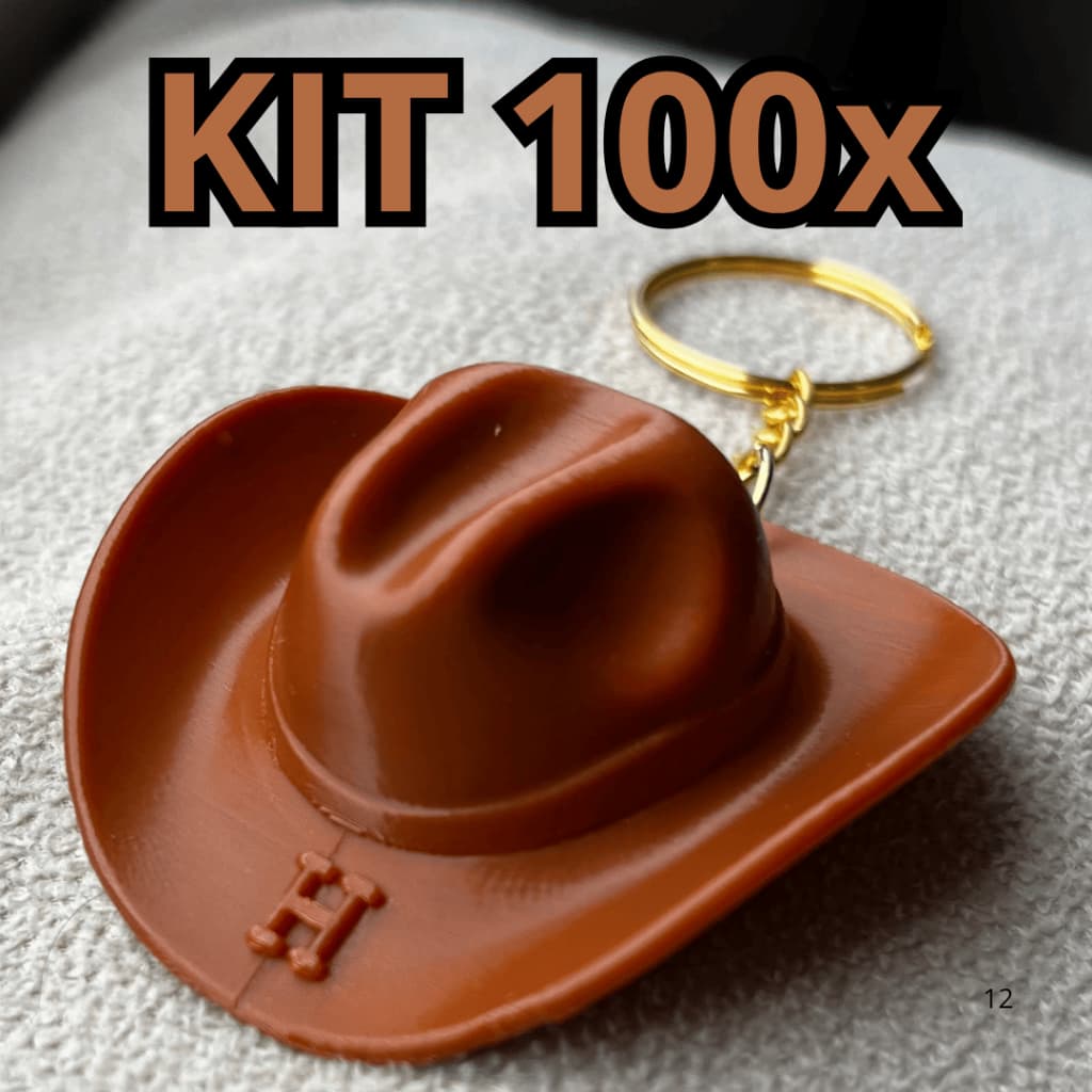 Kit Personalizável Chaveiro Chapéu de Cowboy Perfeito Para Lembrancinhas/Presente | 100 uni / 80 Uni
