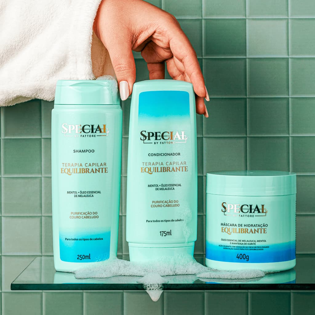 Kit Shampoo e Condicionador + Máscara Equilibrante Controle de Caspa Fattore Special