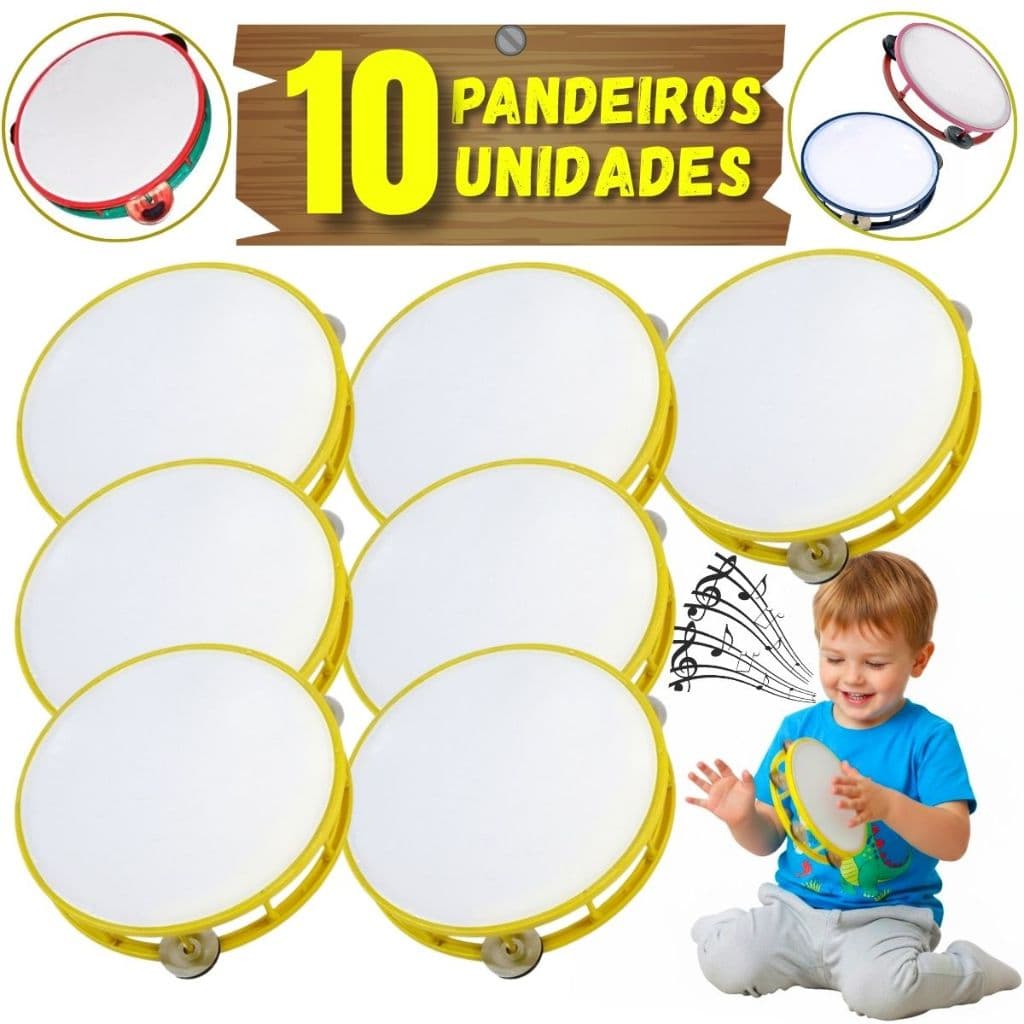 10 Pandeiro Pandeirinho Infantil Brinquedo Musical Prenda