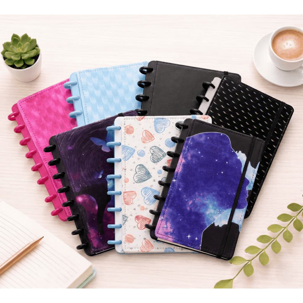 Caderno Inteligente A5 80 Folhas Capa Dura Couro Reposicionável Planner Escolar Faculdade