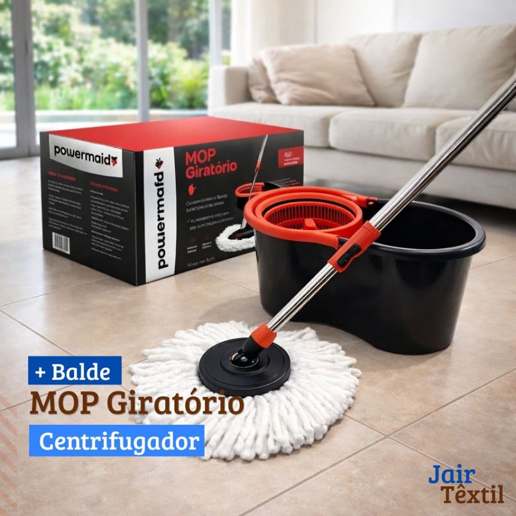 Mop Lava e Seca com Balde Giratório e Sistema de Centrífuga luxo