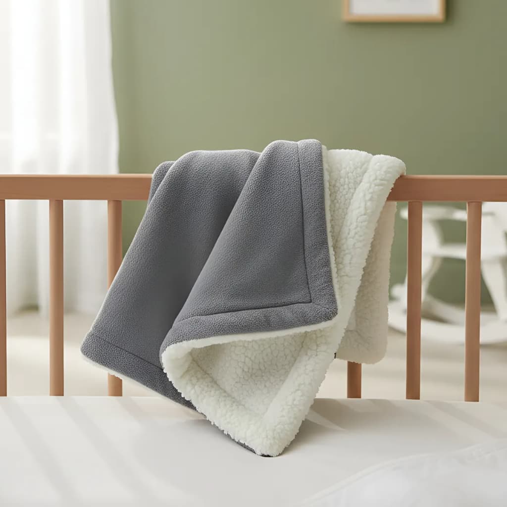 Cobertor Sherpa Infantil Cinza Menina/Menino Fofinho para Bebê