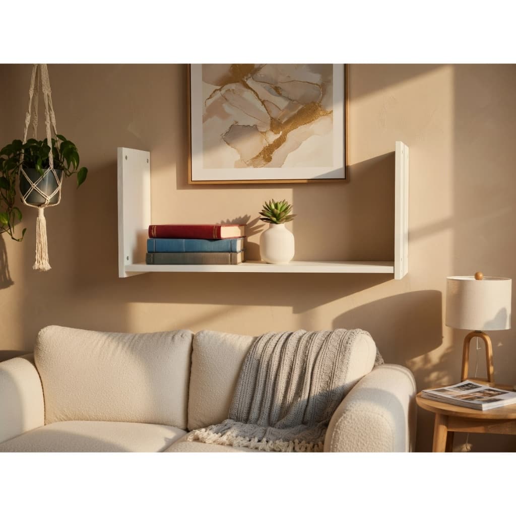 Nicho Prateleira U 100x30x10 MDF Branco Suspenso Sala Quarto