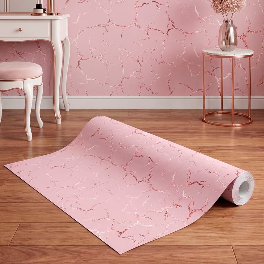 Papel de Parede Adesivo Autocolante Mármore Rosa Delicado Para Quarto Salão Feminino