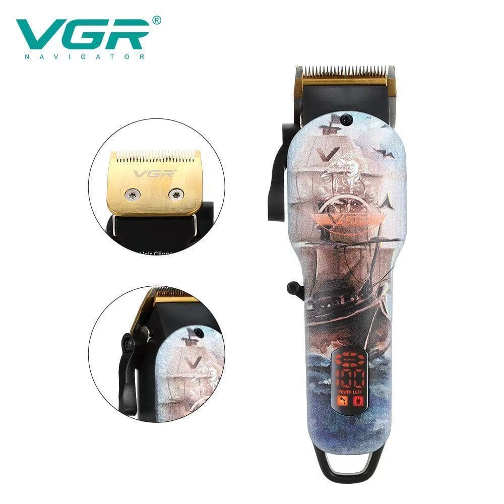 Aparador de Cabelo VGR Novo com Display Digital, Design Exclusivo, Recarregável, Profissional