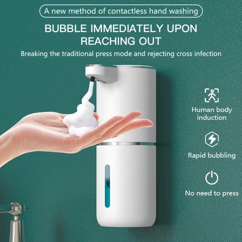 Saboneteira Automática com Sensor Infravermelho 350ml Recarregável para Sabonete Líquido Detergente Espuma
