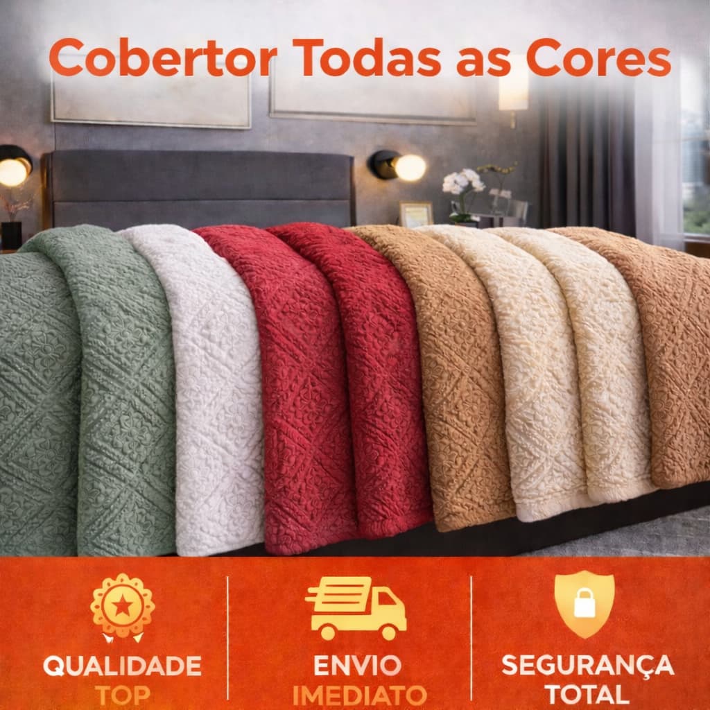 Cobertor Casal Queen Confort Diversas Cores 2,40m x 2,60m