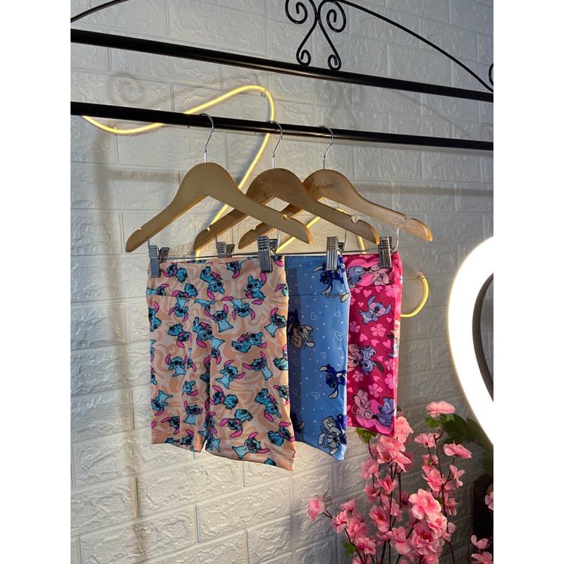 Kit Com 3 SHORTS Legging Suplex  Moda Infantil Desenhos