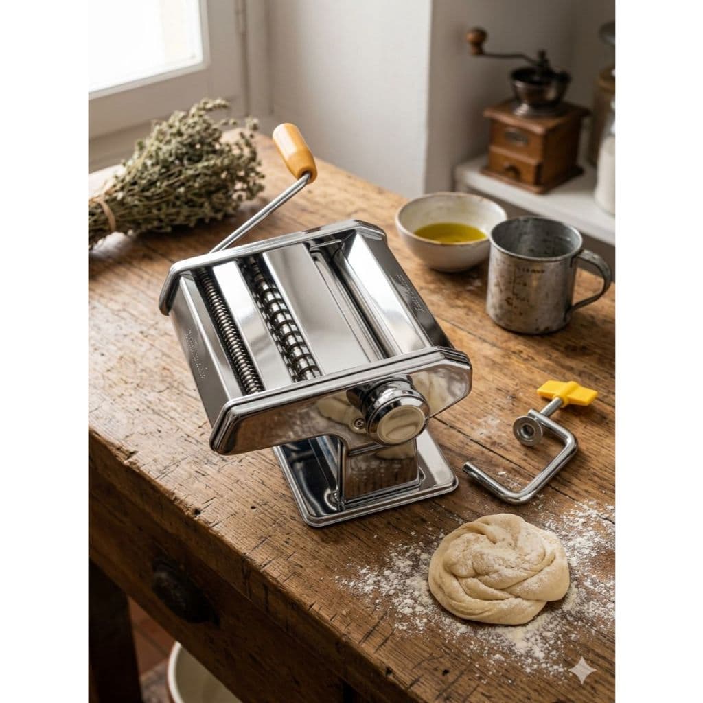 Máquina De Macarrão Lasanha Massa Caseira Manual Em Aço Inox Preto