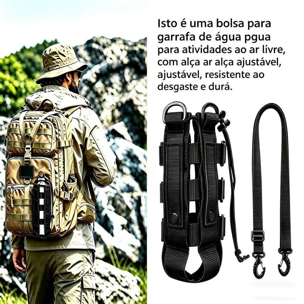 Bolsa de garrafa camuflada com alça de ombro, resistente, multifuncional para trilha, ciclismo 90815 ao ar livre