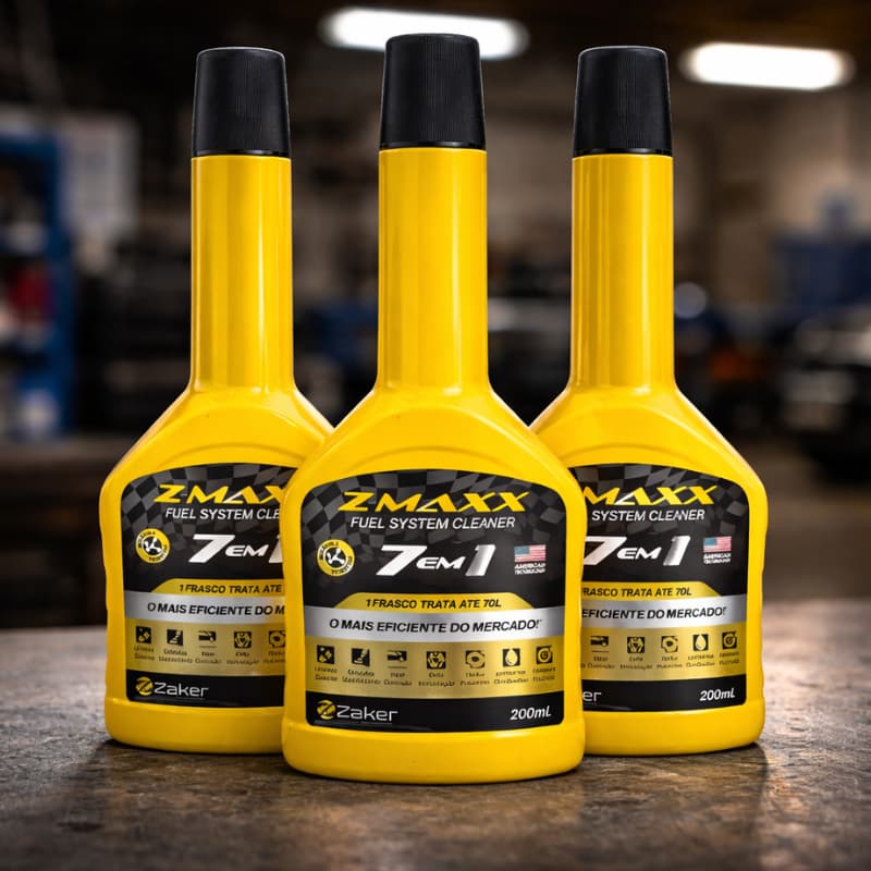 Combo 3 Aditivo Combustível Z-Maxx 7 em 1 Zaker 600ml Moto e Carro Flex Limpeza Bico Coletor Válvulas e Pistões