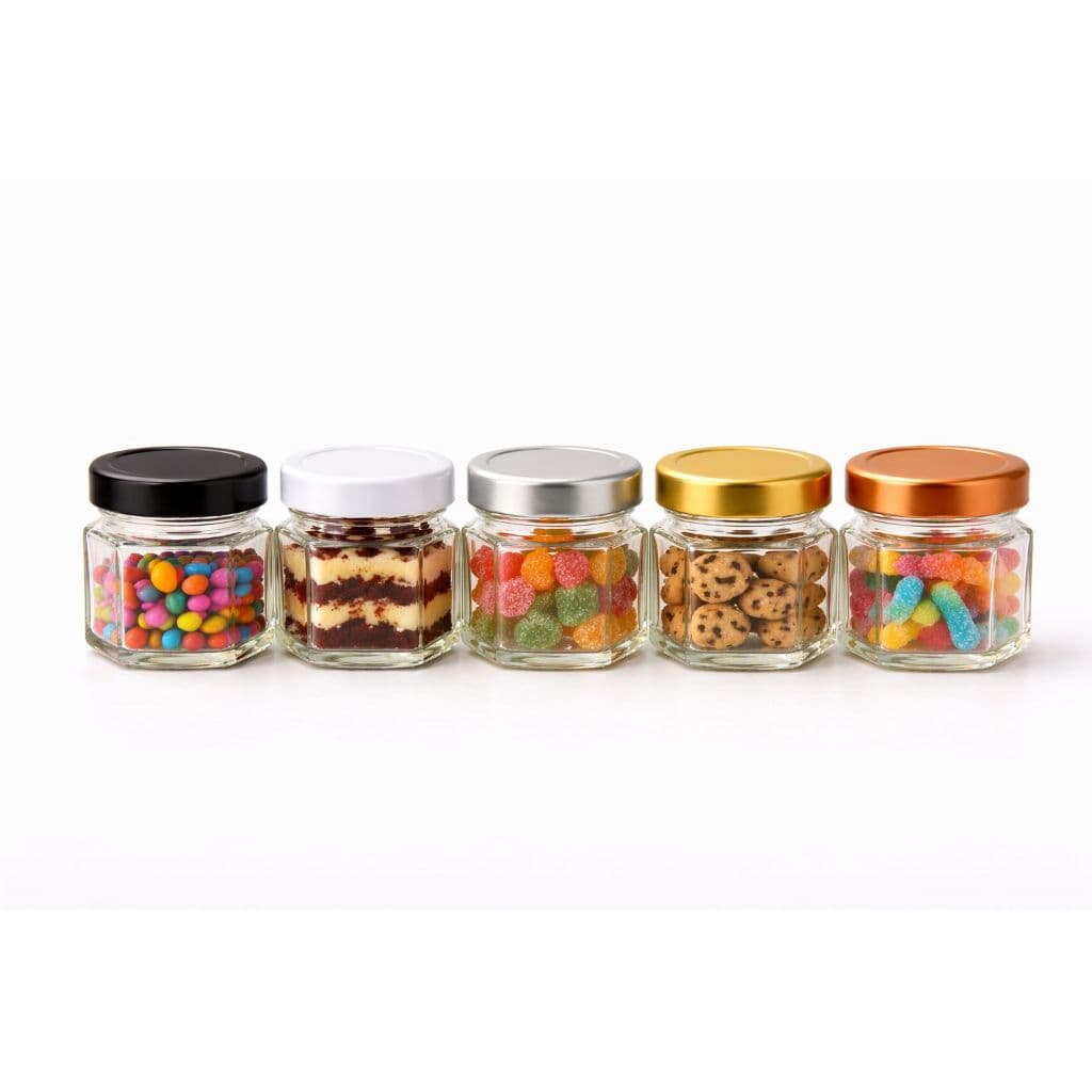 Potes Vidro Sextavado c/ Tampa 40ml p/ Doces Geleias Brigadeiro Papinha Mantimentos Promoção