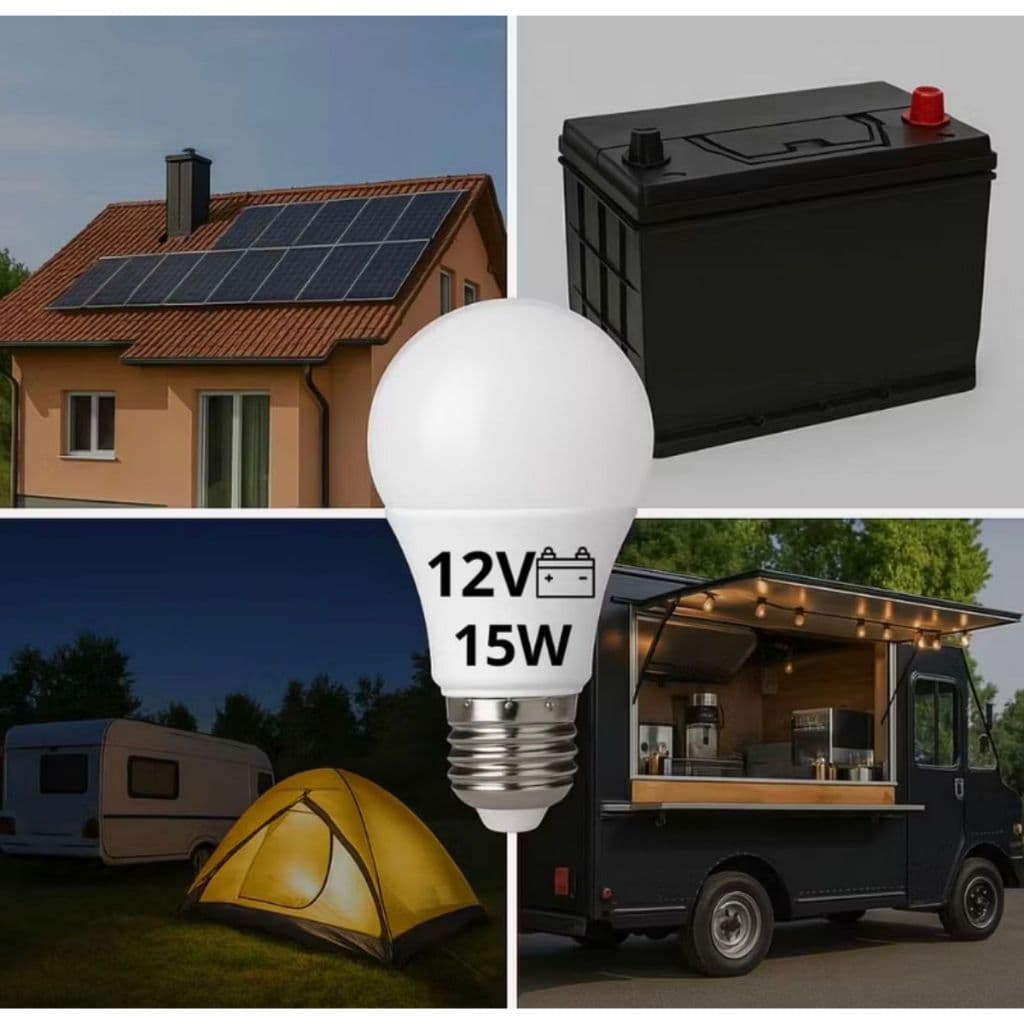Kit 5 Lâmpada Led Bulbo 10w / 15w 12v E27 Sistema emergencia carro furgao