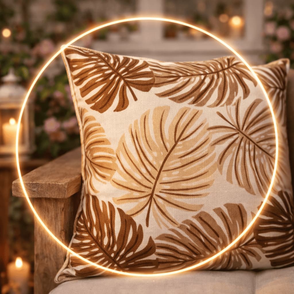 Kit 4 Capas Almofada 50x50 Gorgurinho Decorativa Sala Sofá Zíper Invisível Folhas Tropicais