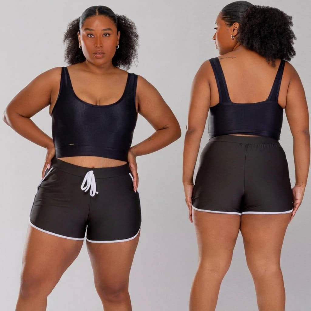 Kit 3 Shorts Feminino Plus Size Cós Alto Suplex Academia Fitness G1 G2 G3
