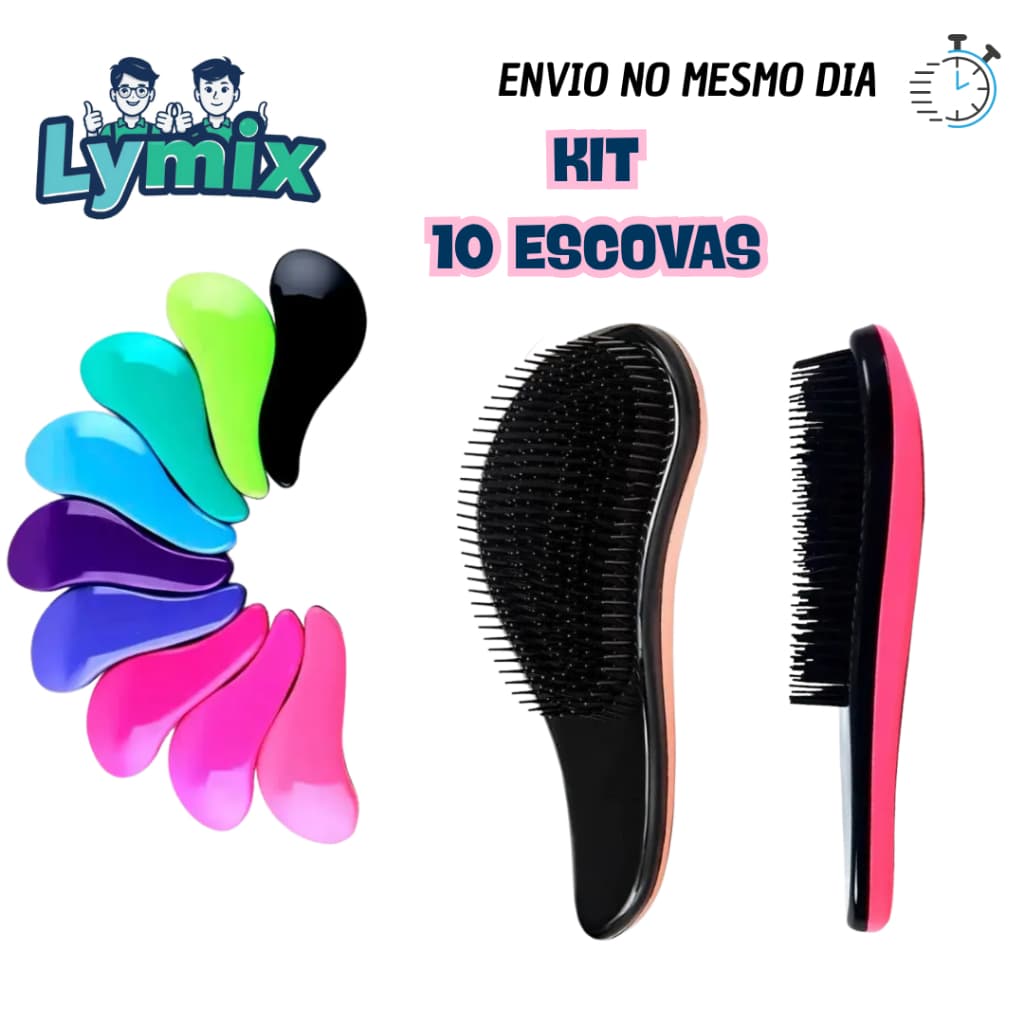 Kit 10 Escova Mágica de Cabelo: Desembaraço Fácil-Anti-Frizz